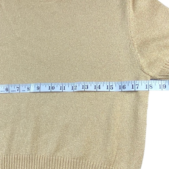 St. John Golden Shimmer Short Sleeve Sweater Blouse Basic - Picture 8 of 13